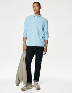 Erkek Mavi Saf Pamuklu 2'li Polo Yaka T-Shirt Seti