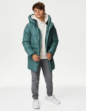 Erkek Çocuk Yeşil Stormwear™ Kapüşonlu Puffer Şişme Mont (6-16 Yaş)