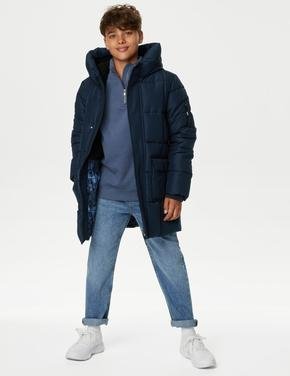 Erkek Çocuk Lacivert Stormwear™ Kapüşonlu Puffer Şişme Mont (6-16 Yaş)