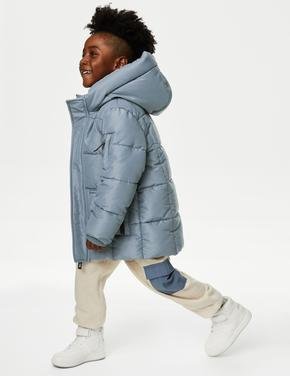 Erkek Çocuk Mavi Stormwear™ Kapüşonlu Puffer Şişme Mont (2-7 Yaş)
