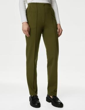 Kadın Yeşil Straight Leg Örme Pantolon