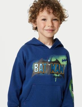 Erkek Çocuk Mavi Batman™ Kapüşonlu Sweatshirt (2-7 Yaş)