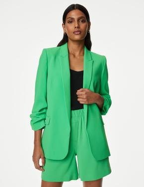 Kadın Yeşil Büzgü Detaylı Blazer Ceket