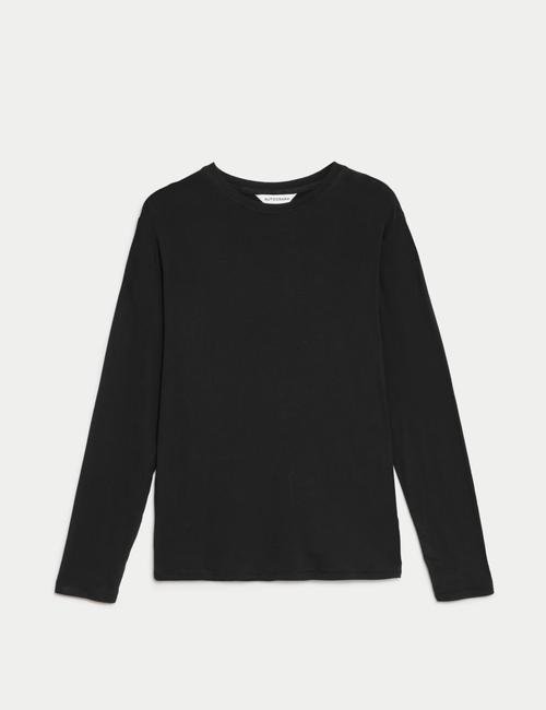 Siyah Uzun Kollu Yuvarlak Yaka T-Shirt