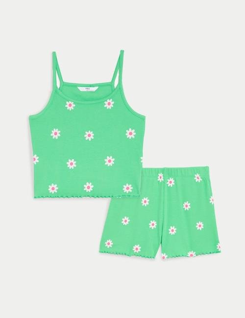 Yeşil Çiçek Desenli Pijama Takımı (6-16 Yaş)