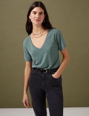 Kadın Yeşil Regular Fit Kısa Kollu T-Shirt
