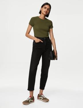Kadın Yeşil Slim Fit Kısa Kollu T-Shirt