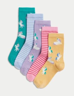 5'li Unicorn Desenli Çorap