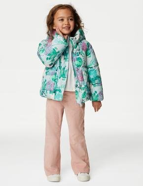 Kız Çocuk Mavi Çiçek Desenli Stormwear™ Puffer Şişme Mont (2-7 Yaş)