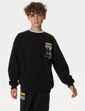 Erkek Çocuk Siyah Yuvarlak Yaka Pokémon™ Sweatshirt (6-16 Yaş)