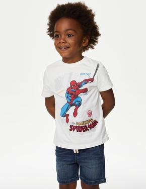 Erkek Çocuk Krem Saf Pamuklu Spider-Man™ T-Shirt (2-7 Yaş)