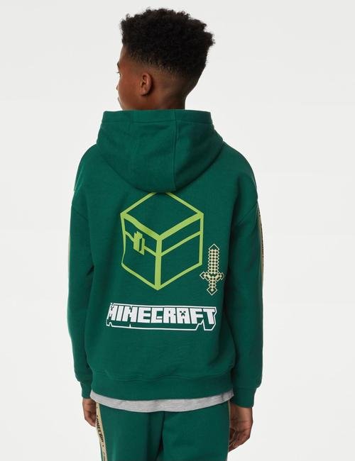 Yeşil Kapüşonlu Minecraft™ Sweatshirt (6-16 Yaş)