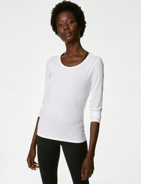 Kadın Beyaz Regular Fit Uzun Kollu T-Shirt