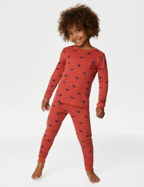 Çocuk Kırmızı Saf Pamuklu Uzun Kollu Waffle Pijama Takımı (1-8 Yaş)