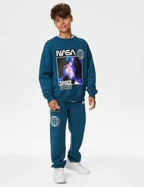 Erkek Çocuk Mavi Yuvarlak Yaka NASA™ Sweatshirt (6-16 Yaş)