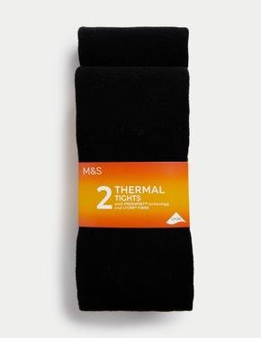Çocuk Siyah 2'li Freshfeet™ Termal Yün Külotlu Çorap (4-14 Yaş)