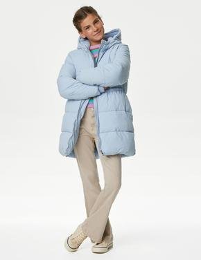 Kız Çocuk Mavi Stormwear™ Kapüşonlu Puffer Şişme Mont (6-16 Yaş)