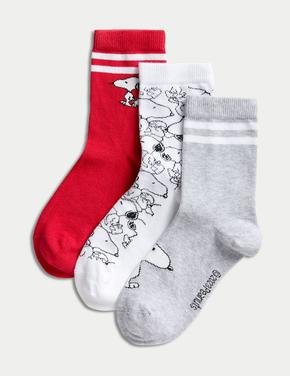 Çocuk Beyaz 3'lü Snoopy™ Çorap