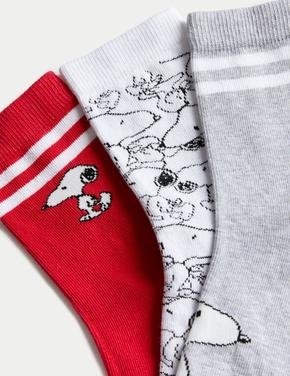 Çocuk Beyaz 3'lü Snoopy™ Çorap