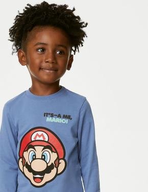 Erkek Çocuk Mavi Saf Pamuklu Super Mario™ T-Shirt (2-7 Yaş)