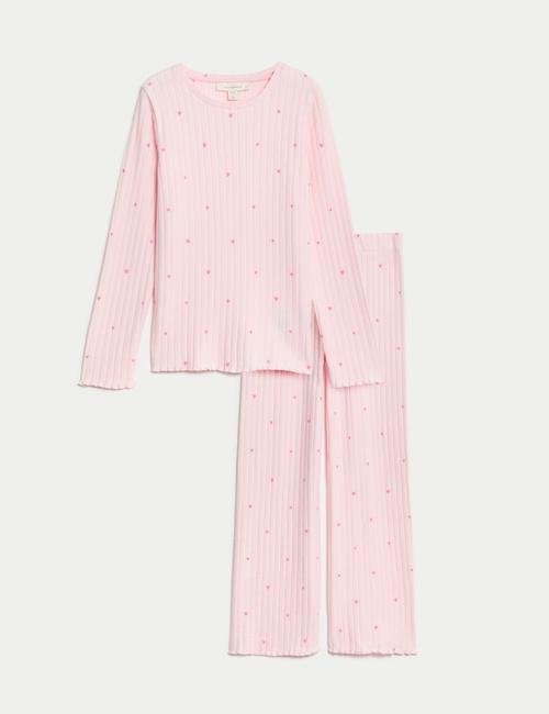 Pembe Fitil Detaylı Uzun Kollu Pijama Takımı