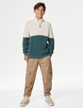 Erkek Çocuk Bej Regular Fit Kargo Pantolon (6-16 Yaş)