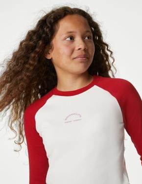 Kız Çocuk Kırmızı Slogan Desenli Uzun Kollu T-Shirt (6-16 Yaş)