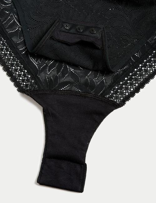 Siyah Düşük Sıkılıkta Dantel Detaylı Flexifit™ Body