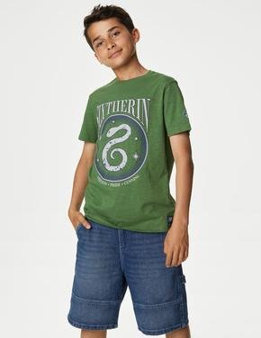 Erkek Çocuk Yeşil Saf Pamuklu Harry Potter™ Slytherin T-Shirt (6-16 Yaş)
