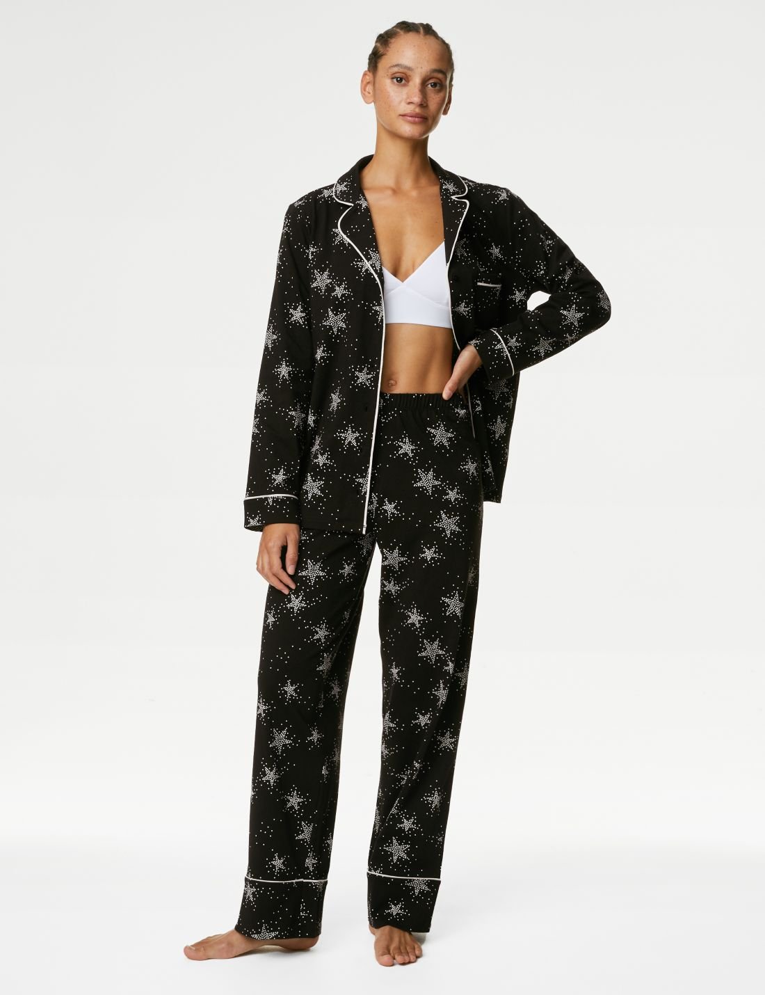 Cool Comfort™ Yıldız Desenli Uzun Kollu Pijama Takımı