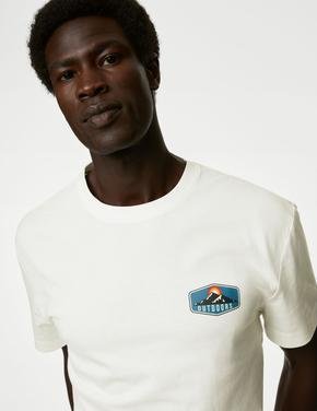 Erkek Krem Saf Pamuklu Kısa Kollu T-Shirt