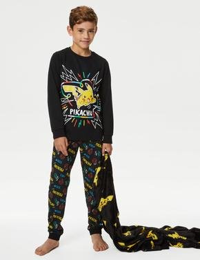 Çocuk Siyah Saf Pamuklu Pokemon™ Pijama Takımı (6-16 Yaş)