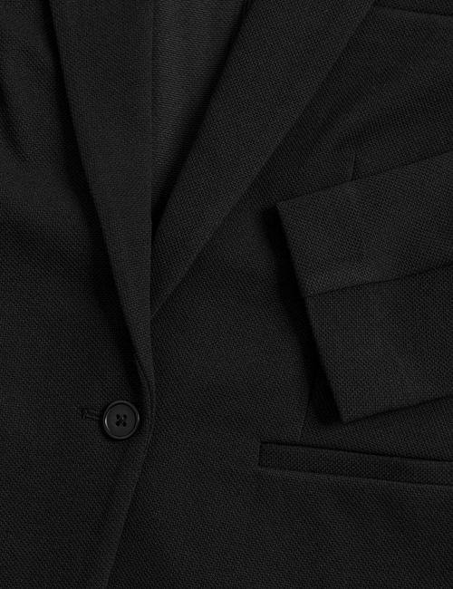Siyah Relaxed Fit Örme Blazer Ceket
