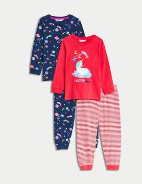 Çocuk Lacivert Saf Pamuklu 2'li Pijama Takımı (1-8 Yaş)