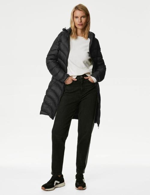 Siyah Feather&Down Stormwear™ Kapüşonlu Puffer Şişme Mont