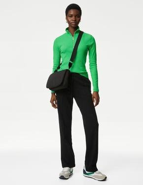 Kadın Yeşil Slim Fit Uzun Kollu T-Shirt