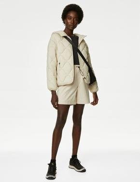Kadın Bej Stormwear™ Kapüşonlu Kapitone Puffer Şişme Ceket