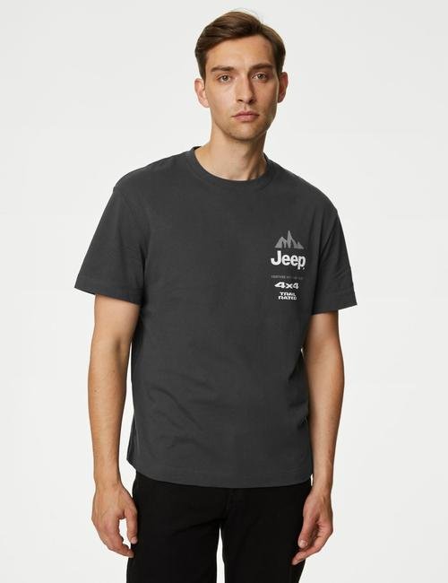 Siyah Saf Pamuklu Jeep™ T-Shirt