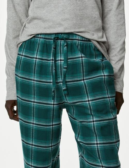Gri Saf Pamuklu Uzun Kollu Pijama Takımı