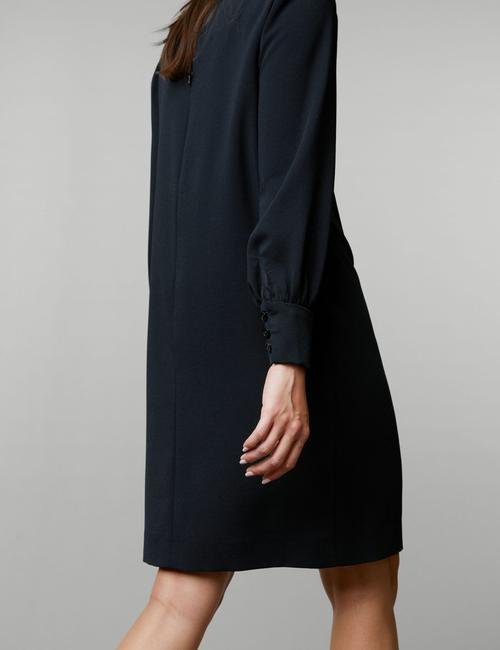 Siyah Regular Fit Uzun Kollu Mini Elbise