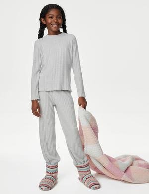 Fitil Detaylı Uzun Kollu Pijama Takımı
