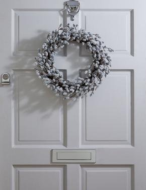 Ev Beyaz Yılbaşı Temalı Kapı Süsü