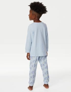 Çocuk Mavi Saf Pamuklu Bluey™ Pijama Takımı (1-7 Yaş)