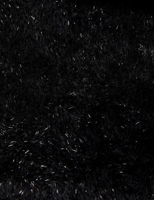 Siyah Mix Sim Detaylı Yuvarlak Yaka Kazak