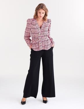 Kadın Pembe Uzun Kollu Desenli Bluz