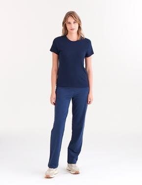 Kadın Lacivert Slim Fit Kısa Kollu T-Shirt