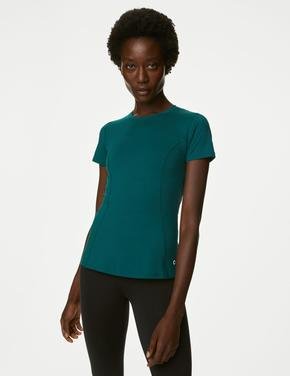 Kadın Yeşil Yuvarlak Yaka Kısa Kollu T-Shirt