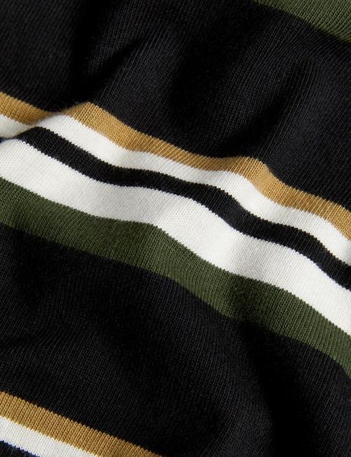 Siyah Mix Saf Pamuklu Uzun Kollu Polo Yaka T-Shirt