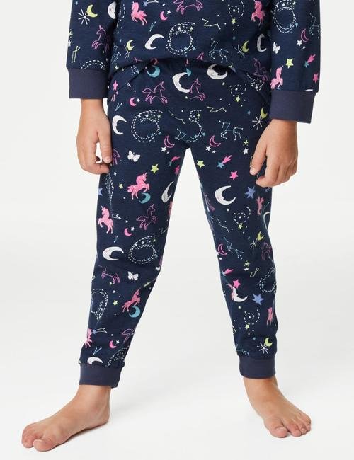 Lacivert Saf Pamuklu Uzun Kollu Pijama Takımı (1-8 Yaş)