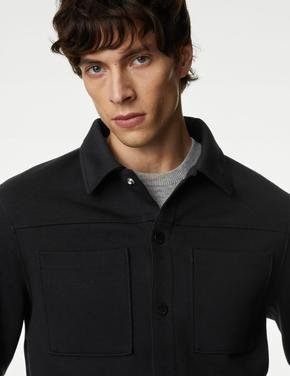 Erkek Siyah Regular Fit Gömlek Ceket
